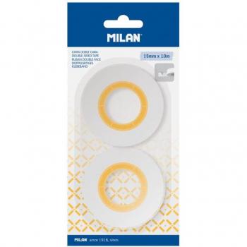 Blíster 2 rollos de cinta adhesiva transparente doble cara 15 mm x 10 m