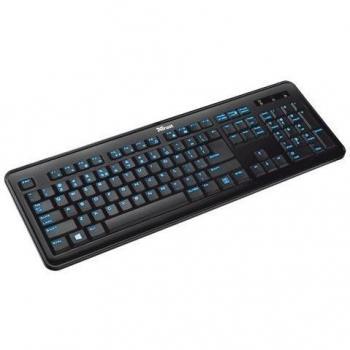 Trust eLight - Teclado iluminado, versión US, color negro
