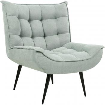 Sillón de poliéster verde menta Alvesta sin brazos, estructura de hierro negro, diseño copetudo, ideal para sala de estar