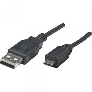 Manhattan 1.8m USB 2.0 A to Micro-B Male Cable, Black, UL Certified