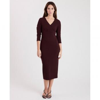 Calvin Klein - Vestido de manga francesa y cuello en pico