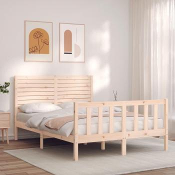Cama Doble de Madera Maciza con Cabecera
