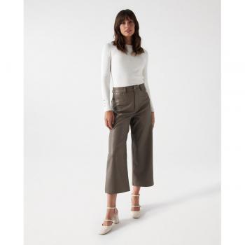 Pantalón recto de mujer cropped efecto piel Salsa Jeans