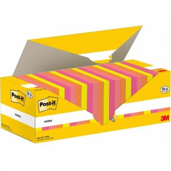 Bloc de Notas Adhesivas Post-It 76x76 mm Colores Surtidos con 100 Hojas Pack de 18+6 Unidades