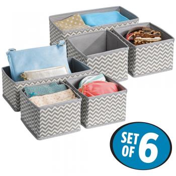 mDesign Juego de 6 organizadores de cajones de tela – Separadores de ropa interior – gris topo/crema