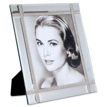 Portafoto de Espejo Lucca con Brillantes para Foto 20x25, Cristal, Medidas 28x33x1.5 cm