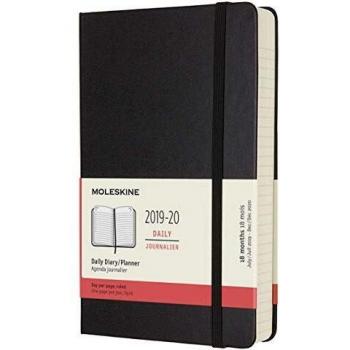Moleskine 18 Months Agenda Daily 2019/2020, Academic Diary with Hard Cover and Elastic Closure, Black Colour, Large 13 x 21 cm, 608 Pages