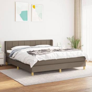 Cama Box Spring con Colchón de Tela Gris Taupe 180x200 cm