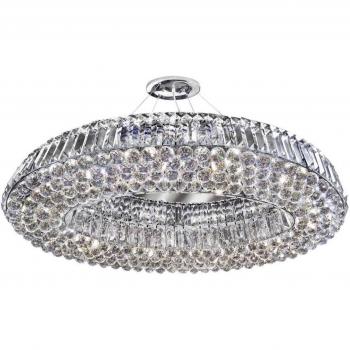 Plafón LED integrado Vesuvius Chrome 10 bombillas 116cm con acabado cromado y detalles en cristal, tipo de bombilla G9