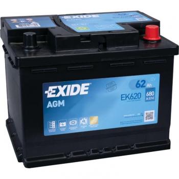 Batería EXIDE EK620 Start-Stop AGM 62Ah 680A