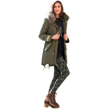 Legging de Punto elástico con Estampado Tipo Camuflaje by Vencastyle,Estampado Verde Caqui,M