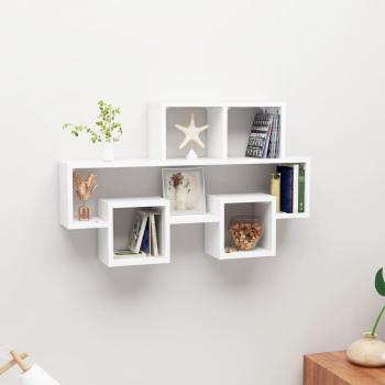 Estante de pared forma de coche blanco 82x15x51 cm madera multicapa aglomerado