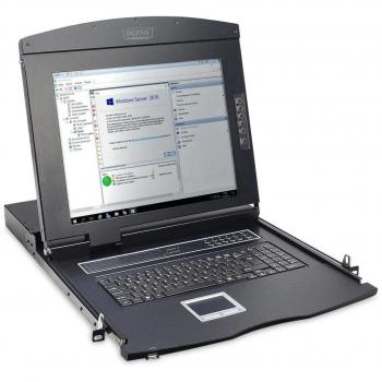 Consola KVM Digitus 17 LCD con Switch de 8 Puertos, Resolución 1280x1024, Rack 1U, Teclado US, Color Negro