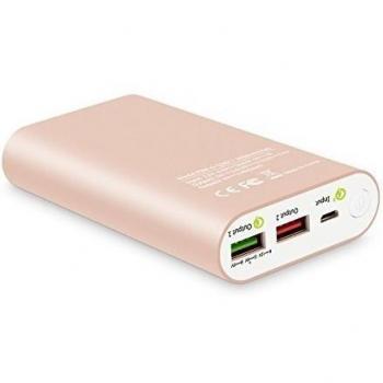 [Qualcomm Certified] iKits Batería de batería Panasonic Quick Charge 3.0 Banco de energía portátil Cargador de batería externa Pack 10200mAh con entrada: QC3.0, salida: 2.4A + QC2.0 para iPhone / iPad y más de oro de rosa