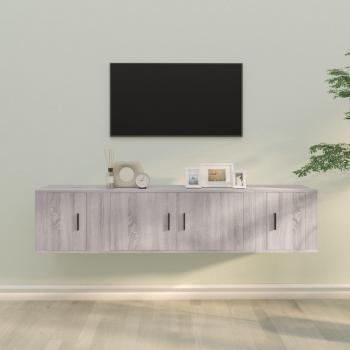 Set de Muebles para TV 3 Piezas en Madera Contrachapada Color Gris Sonoma