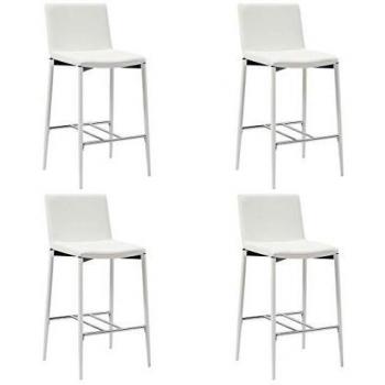vidaXL 4X Taburetes de Cocina Cuero Sintético Hogar Jardín Salón Comedor Bricolaje Decoración Diseño Estilo Mobiliario Muebles Asiento Banco Blanco