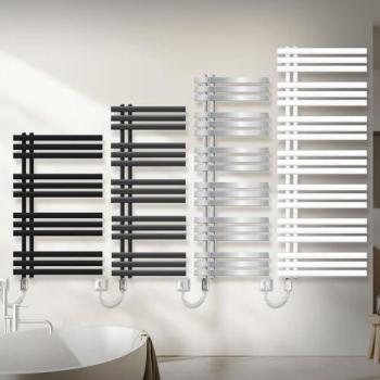 Radiador Toallero Eléctrico de Hierro LuxeBath 500x1400 mm Negro Mate con Resistencia de 1200W y Termostato
