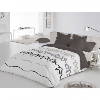 Reig Martí Oleo - Juego de funda nórdica estampada, 4 piezas, para cama de 180 cm, color gris