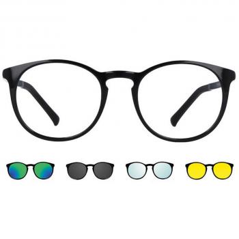 Gafas Recetadas Clip-On Ovaladas de Plástico Negras para Hombre - Gafas Anti-Azules - SmartBuy Collection