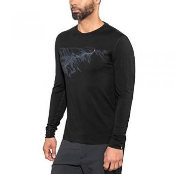 Odlo Camiseta Bl Top Crew Neck L/S Alliance para Hombre, Hombre, 550642, Negro - Impresión de montaña SS19, Extra-Large