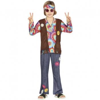 Disfraz de Hippie con chaleco marrón para niño