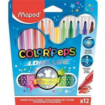 Maped Color' Peps Long Life - Pack de 12 rotuladores con estuche de cartón