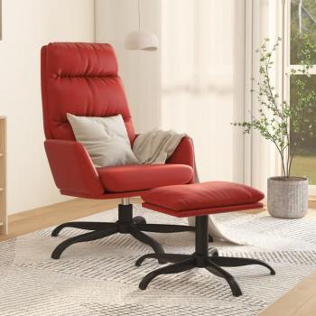 Sillón de relax con reposapiés de cuero sintético color vino