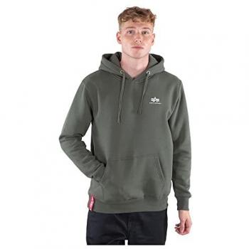 Alpha Industries Men's Basic Small Logo Hoodie - Dark Olive - XL