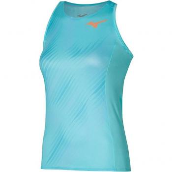 Mizuno Camiseta de Tirantes Estampada para Mujeres - Azul, Naranja