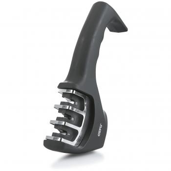 Afilador de cuchillos manual GEFU Colt con disco de cerámica, 3 etapas, acero inoxidable, color negro