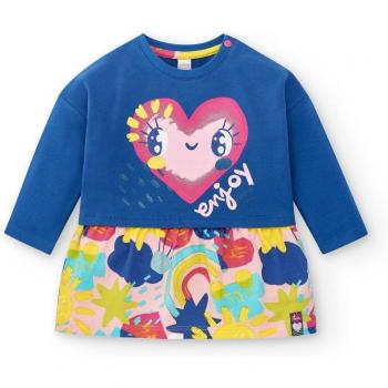 Tuc Tuc - Vestido de niña combinado de manga larga con estampado Run Sing Jump, manga larga, diseño colorido y alegre