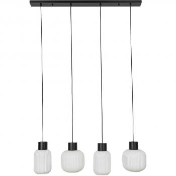 Lámpara colgante Lucande Lomeris, 4 luces, moderna, blanco, hecho de vidrio, E27, para salón y comedor