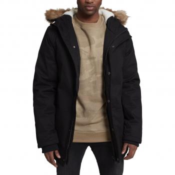 Urban Classics Heavy Cotton Imitation Fur Parka, Negro