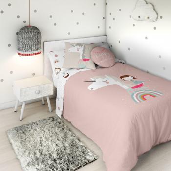 Haciendo el Indio S2802515 Funda Nórdica Unicorn, Rosa, Tamaño Cama de 90, 150 X 220 + 45 Cm