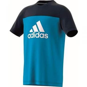 adidas Equip T-Shirt (Short Sleeve), Niños, Shock Cyan/Collegiate Navy/White, 7-8A