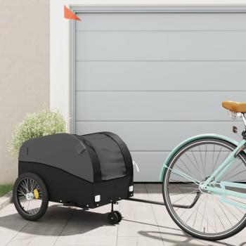 Remolque de bicicleta negro 45 kg en hierro Vidaxl