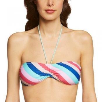 Pieces - Bikini a rayas para mujer, talla 40, color verde
