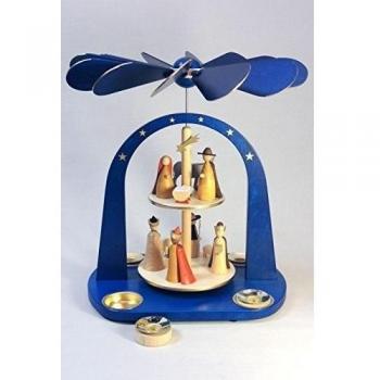 Richard Glässer Pirámide de Belén en nuevo Desing, Azul Barnizado; de 2 pisos; 16298