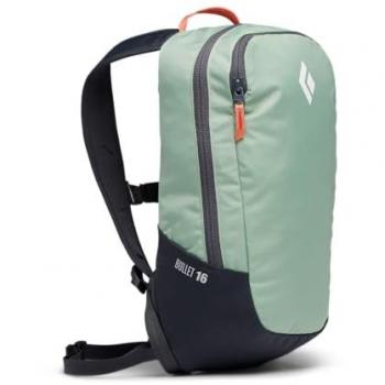 Mochila Black Diamond Bullet 16L verde negro, capacidad de 16 litros, diseño ligero y compacto, ideal para escalada y senderismo, compartimento principal con acceso rápido, bolsillos laterales para botellas de agua, sistema de