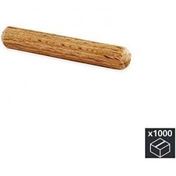 Emuca - Mechones de madera Ø8x40mm para unión a presión de tableros, Lote de 1000