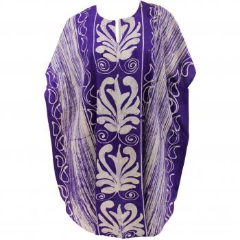 LA LEELA Mujer Kaftan Algodón Túnico Batik Kimono Estilo Más tamaño Vestido para Loungewear Vacaciones Ropa de Dormir & Cada día Cubrir para Arriba Tops Camisolas Playa Scary Morado_V594