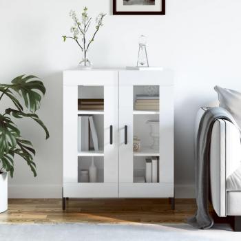 Aparador de madera de ingeniería 69,5x34x90 cm en color blanco brillante, mueble de almacenaje para salón, buffet, armario auxiliar y armario de almacenamiento