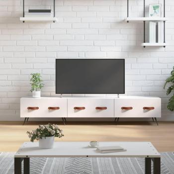 Mueble de TV vidaXL madera de ingeniería blanco brillo 150x36x30 cm