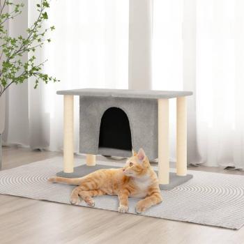 Día y Noche Rascador para gatos con postes de sisal gris claro 190 cm
