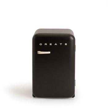 Frigorífico Retro Compacto 107L R600a Negro y Beige Estilo Años 50