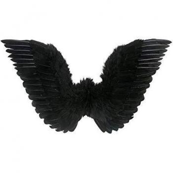 Widmann 8671N - Alas de ángel o demonio con plumas, 86 x 31 cm, para fiestas temáticas, carnaval o Halloween, negro