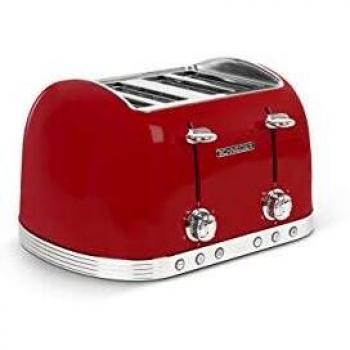 Tostadora Vintage Roja 4 Ranuras 1630W Schneider SCTO4R