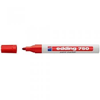 edding 750 marcador de tinta opaca - rojo - 1 rotulador - punta redonda 2-4 mm - para metal, vidrio, piedras o plástico - resistente al calor, permanente, no mancha, impermeable