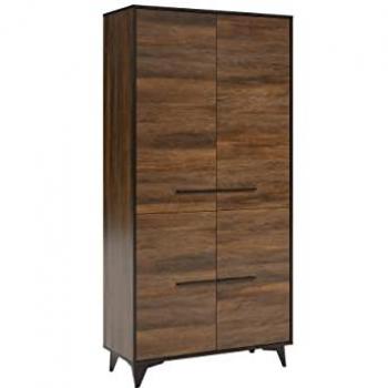 Estantería Parma D106 Cerrable con Puertas, Aglomerado Laminado, Nogal, 185x91x40cm