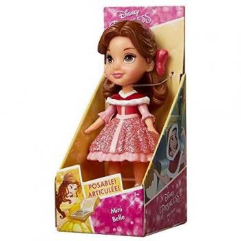 Jakks Pacific Muñeca Princesa Disney Bella con Vestido Rojo, Multicolor, 7,5 cm